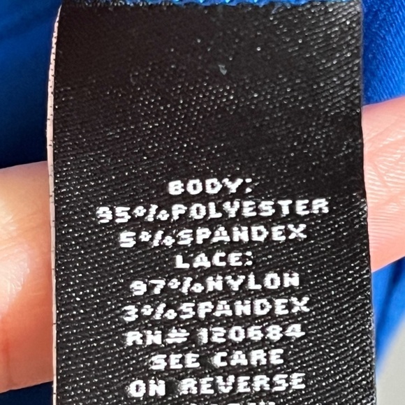 Torrid Dress 22 Blue Color Block Neutral Lace Feminine Retro 80s Skater Pinup - Picture 9 of 13